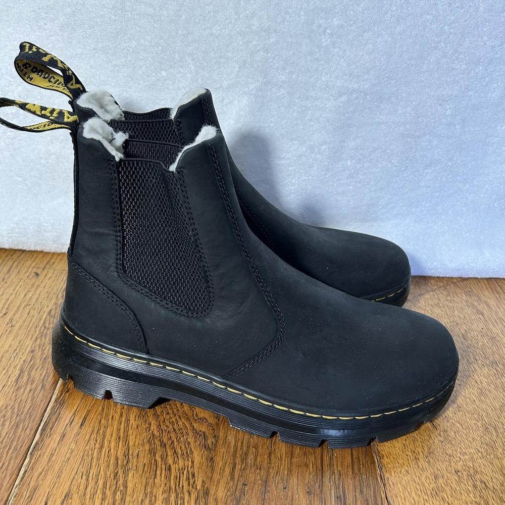 Dr Martens Womens Size 9 M's 8 Embury Black Leather Fur Lined Chelsea Boots - Picture 3 of 7